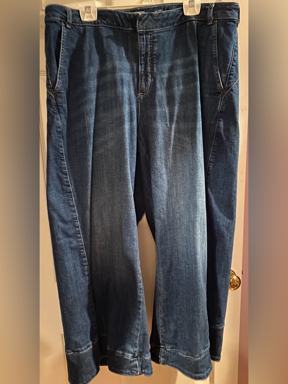 Pilcro Dark Indigo Wide Leg Flare Jeans